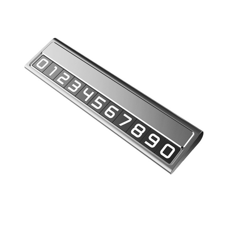 Suport auto numar telefon, Aliaj, Vaxiuja, atractie magnetica puternica, cu capac ascuns, argintiu, 11.8*3*1cm