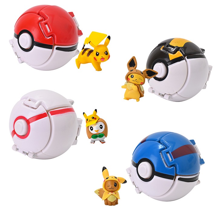 Pokeball figura szett, Sundiguer, 4 db, kiváló minőségű PVC, többszínű, fiúknak, 4 év