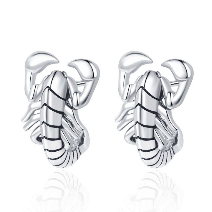 Cercei dama, Haiaveng, Cupru, forma scorpion, argintiu