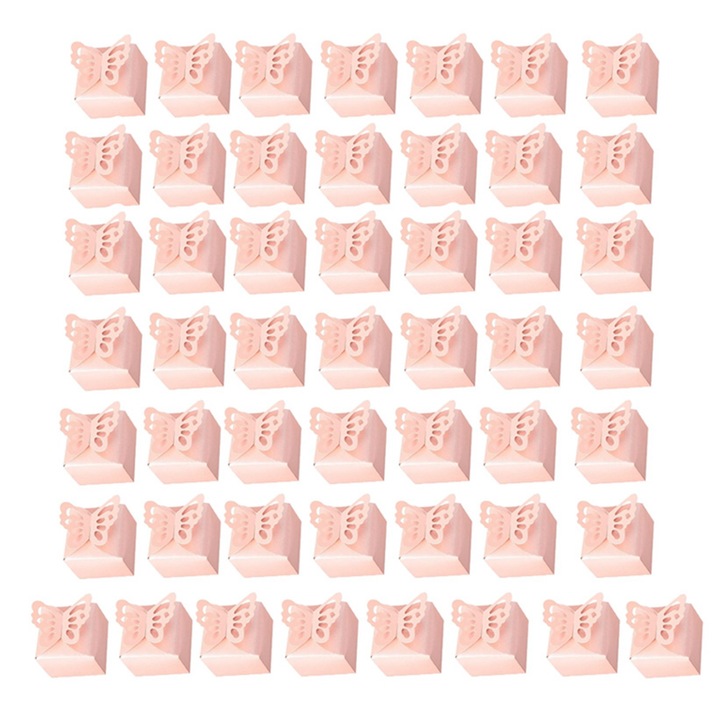 50 darabos rózsaszín pillangós ajándékdoboz készlet, Jormftte, partidekoráció, könnyen összeszerelhető, elegendő hely.