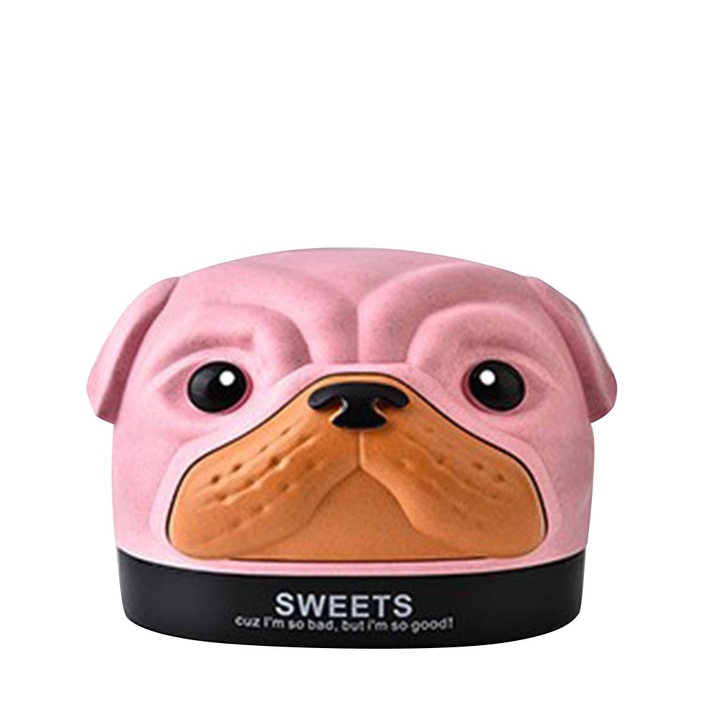 Cutie depozitare pentru servetele, design caine dragut, roz, pentru acasa, birou, masina