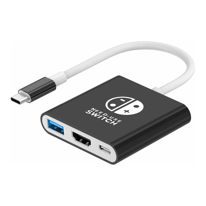 Steam dokkoló állomás, USB C-HDMI, hordozható, kompatibilis a legtöbb tévével, monitorral, OUYLAF, fekete
