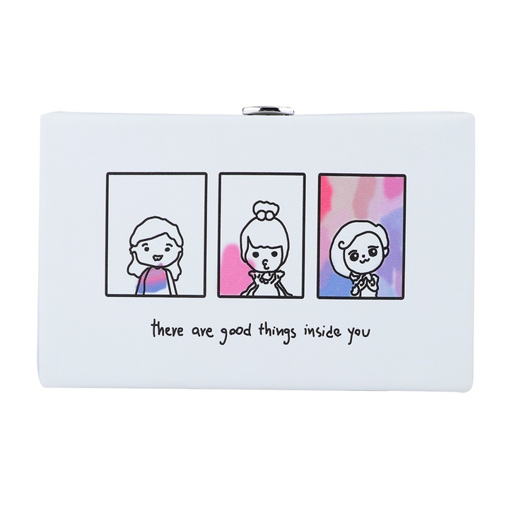 Női táska lánccal, hosszú ujjú, fehér, kompakt kialakítás, bőséges tárolóhely