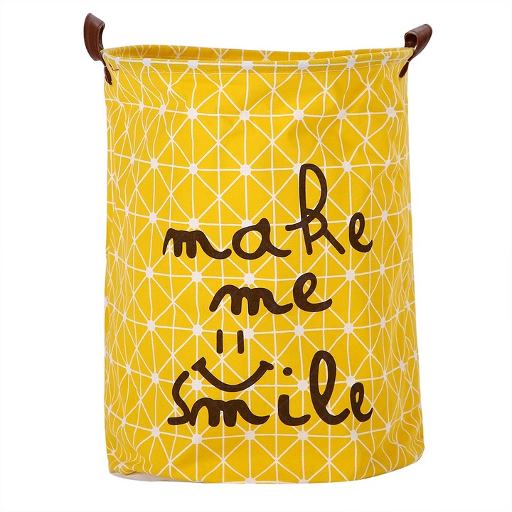 Jormftte szennyestartó kosár, kerek, vízálló, sárga, megfelelő méretű játékok, ruhák, szett tárolására