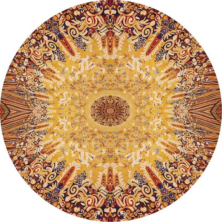 Кръгъл килим, 80 см, фланелен материал, може да се пере, не се хлъзга, за закрито