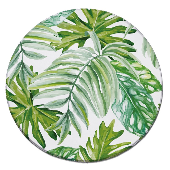 Kerek szőnyeg, longziming, 120 cm, zöld, flanel anyagból, mosható