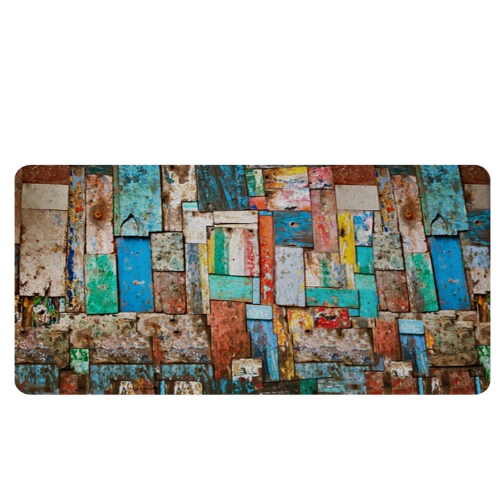 Килим, полиестер, противоплъзгащ се, многоцветен, 120x40 см