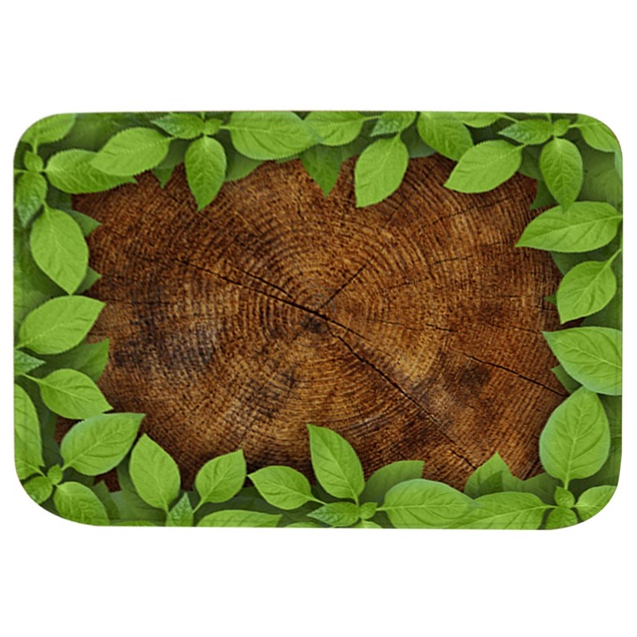 Zöld levélmintás dekoratív szőnyeg, csúszásmentes, 80x50 cm