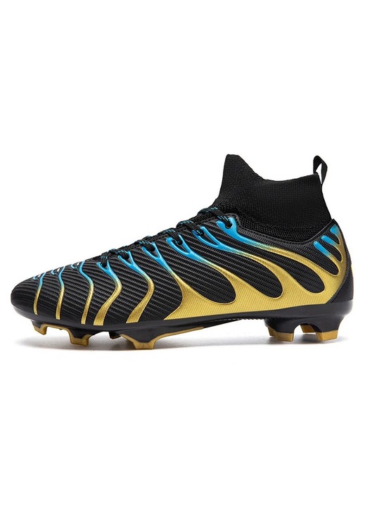 Ghete de fotbal MBrands, 7.9 cu glezna cu crampoane, Negru