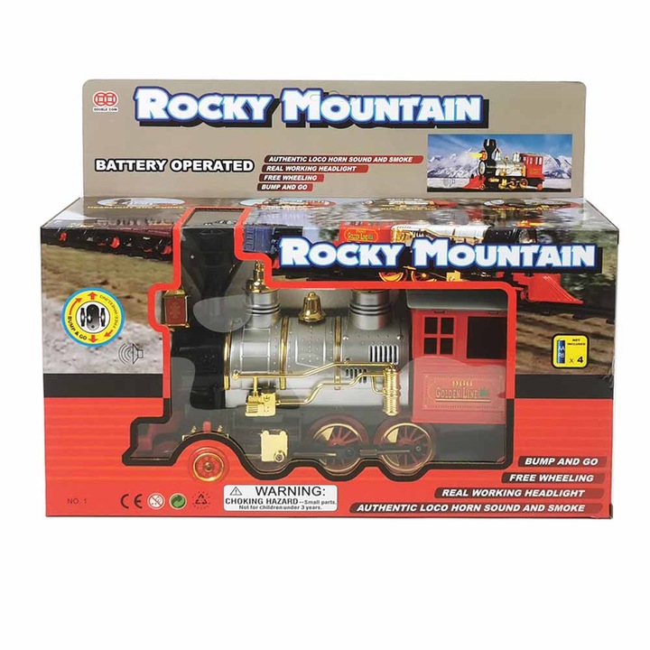 Locomotiva pentru copii, cu sunet, lumini si fum