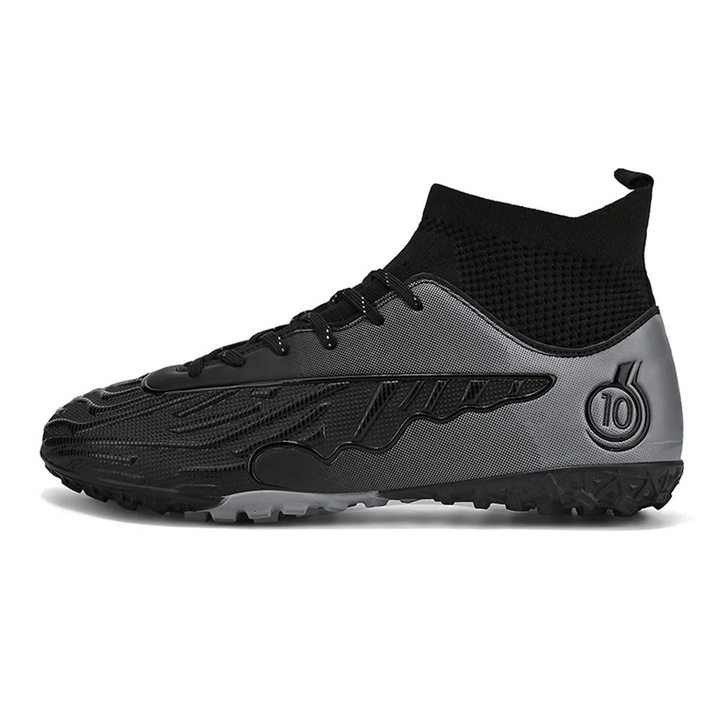 Ghete de fotbal MBrands, 8.0 cu glezna pentru teren sintetic, Negru