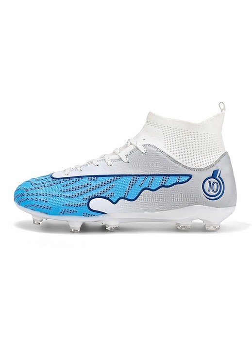 Ghete de fotbal cu glezna MBrands 8.1 crampoane, Alb