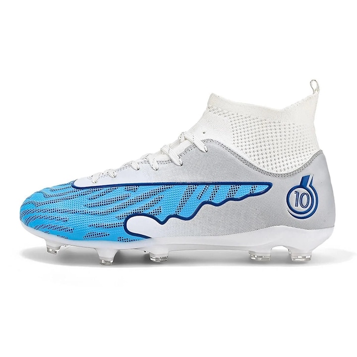 Ghete de fotbal cu glezna MBrands 8.1 crampoane, Alb