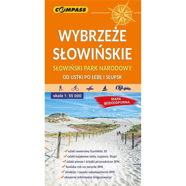 Harta turistica laminata Wybrzeze Slowinskie, COMPASS, 1:55 000, 2021, 2 pagini