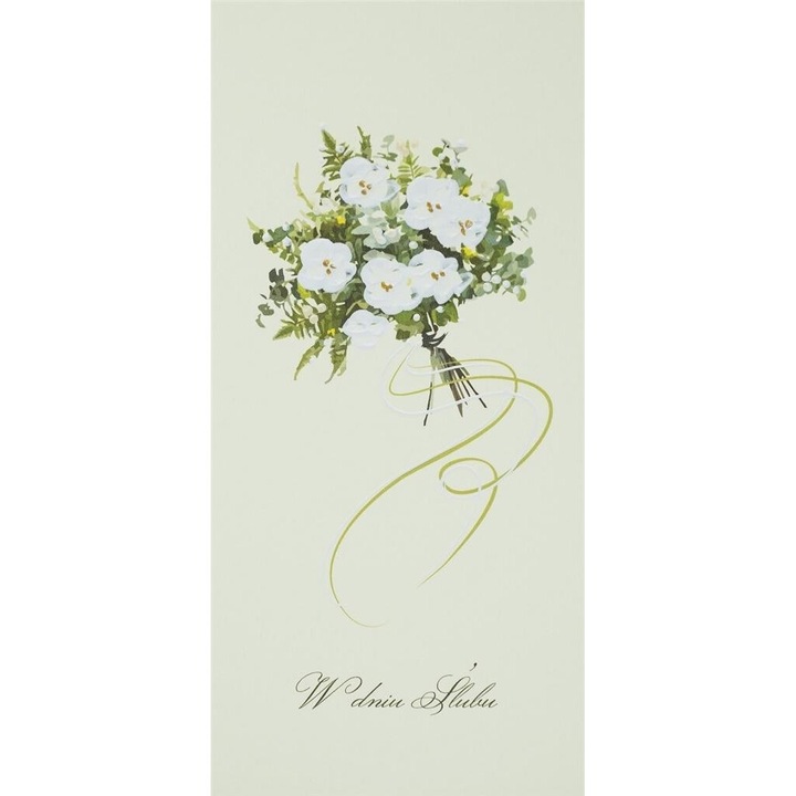 Karnet Slub DL S45, MAK, buchet alb de flori, 220x115x2 mm