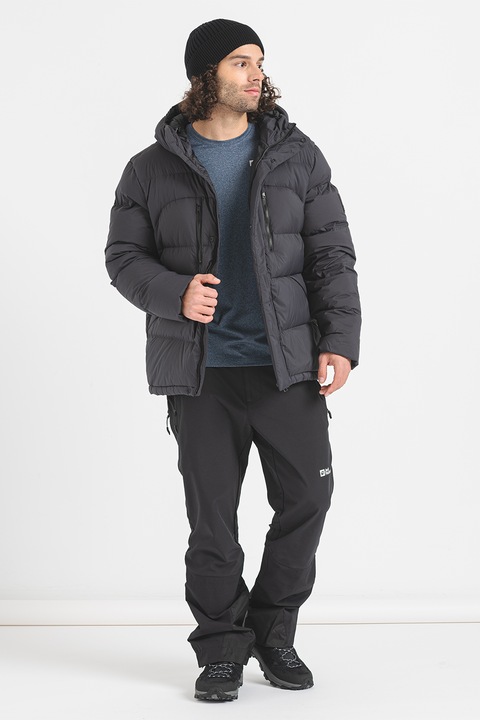 Jack Wolfskin, Geaca cu umplutura de puf si gluga Roemertor, Negru, XL
