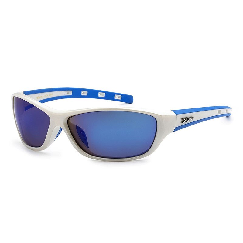 Ochelari de soare alb/albastru pentru barbati, Lentile Oglinda Albastru, Xloop