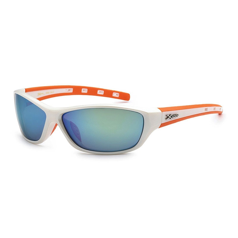 Ochelari de soare alb/portocaliu pentru barbati, Lentile Oglinda Albastru/Galben, Xloop