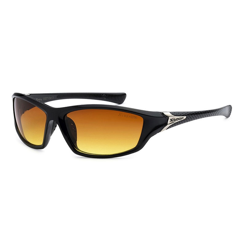 Ochelari de soare negru pentru barbati, Lentila HD+ Portocaliu, Xloop