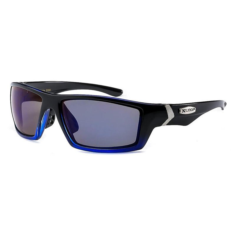 Ochelari de soare Negru/Albastru pentru barbati, Lentile Oglinda Albastra, Xloop