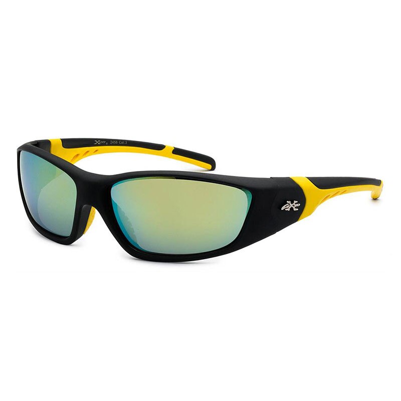 Ochelari de soare Negru/Galben pentru barbati, Lentile Oglinda Albastru/Galben, Xloop