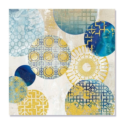 Tablou Canvas cu GLITTER Auriu - Abstract, Cercuri II, 60 x 60 cm