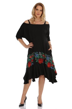 Rochie tricot cu broderie neagra Liza Panait A-41E Rochie tricot cu broderie neagra Liza Panait A-41E
