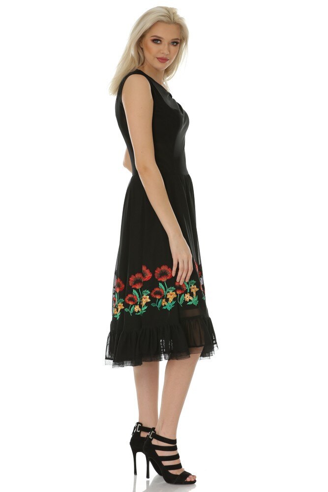 Rochie neagra din tull brodat Liza Panait T-69bE