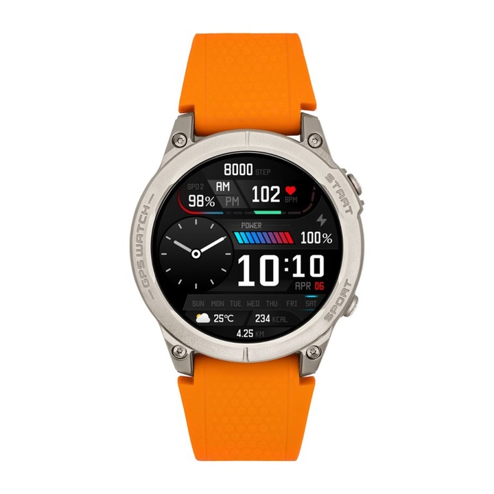 Смарт часовник Watchmark GPS Watch, Унисекс, 1, 43 инча, оранжев