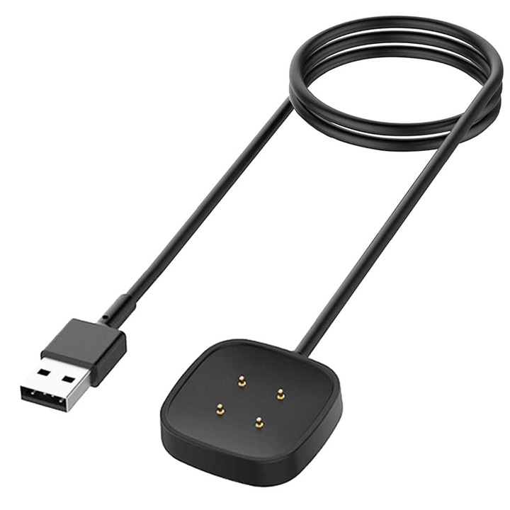 Töltőkábel okosórához, Vaxiuja, 100 cm, mágneses, kompatibilis a Sense/Sense 2/Versa 3/Versa 4 készülékekkel, fekete