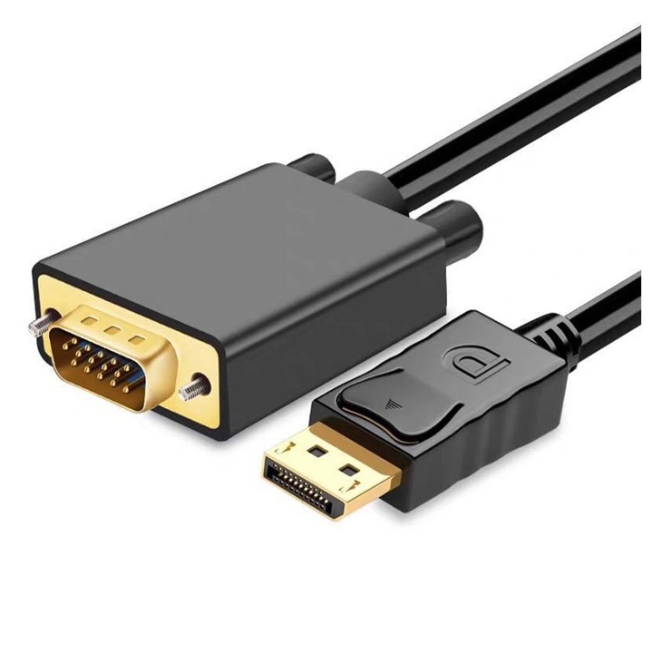 Кабел DisplayPort към VGA, Vaxiuja, 1.8m, 1080p Full HD, черен