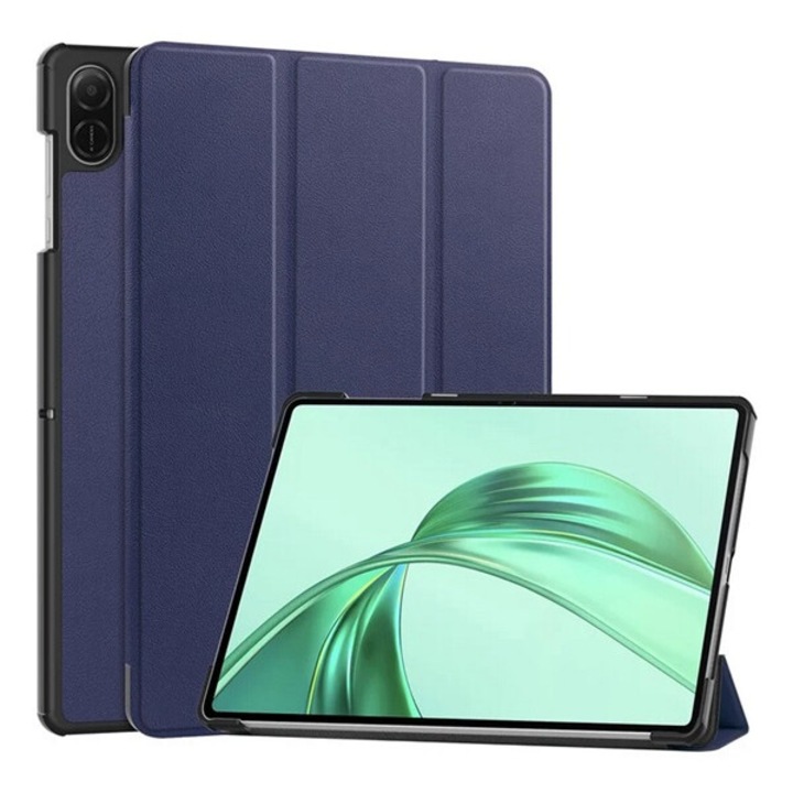 Gigapack tabletvédő álló, bőr hatású, aktív flip, oldalra nyíló, trifold, asztali tartó, sötétkék, kompatibilis: Honor Pad X8a