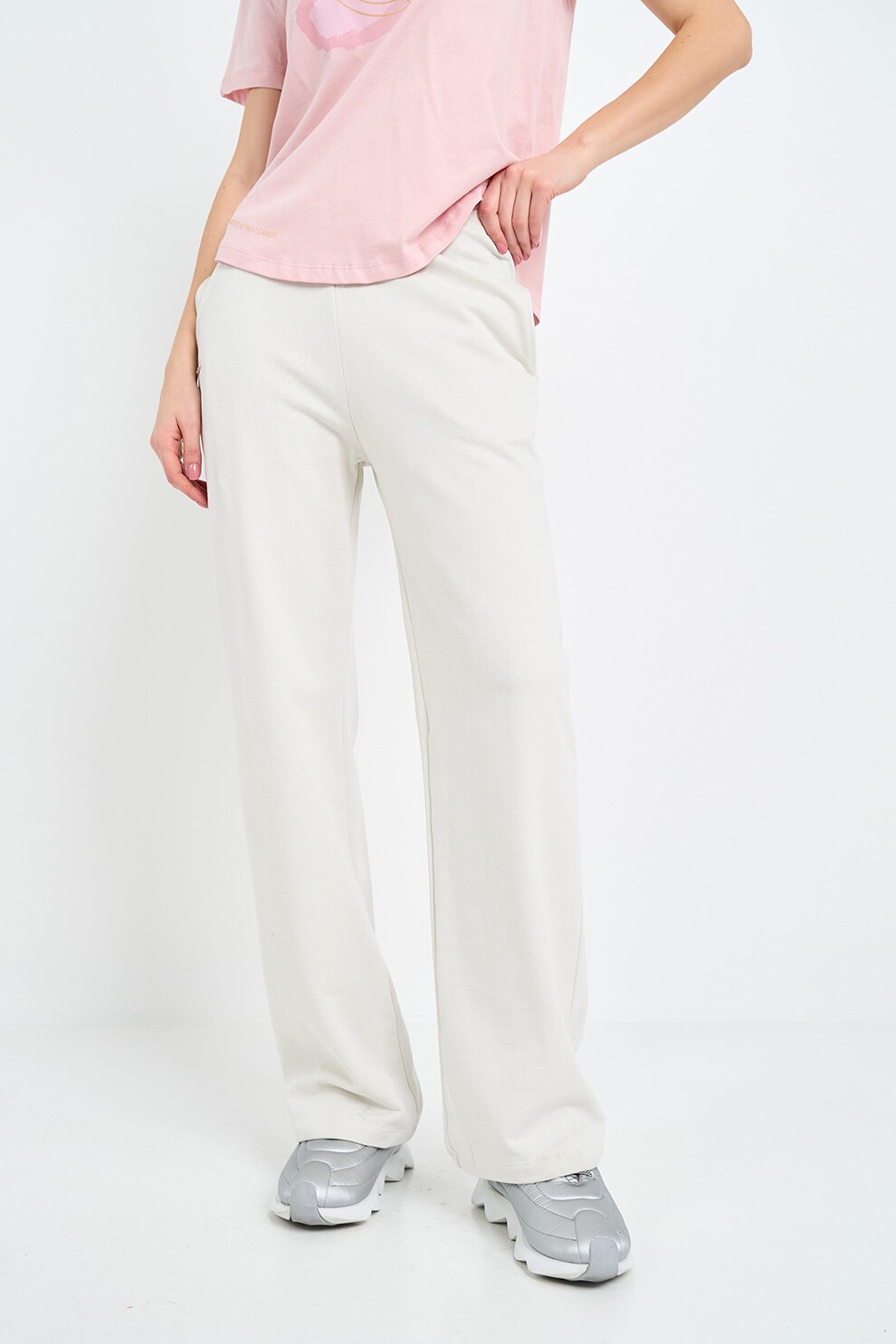 KVL by KENVELO, Pantaloni de trening cu croiala ampla, Alb, L