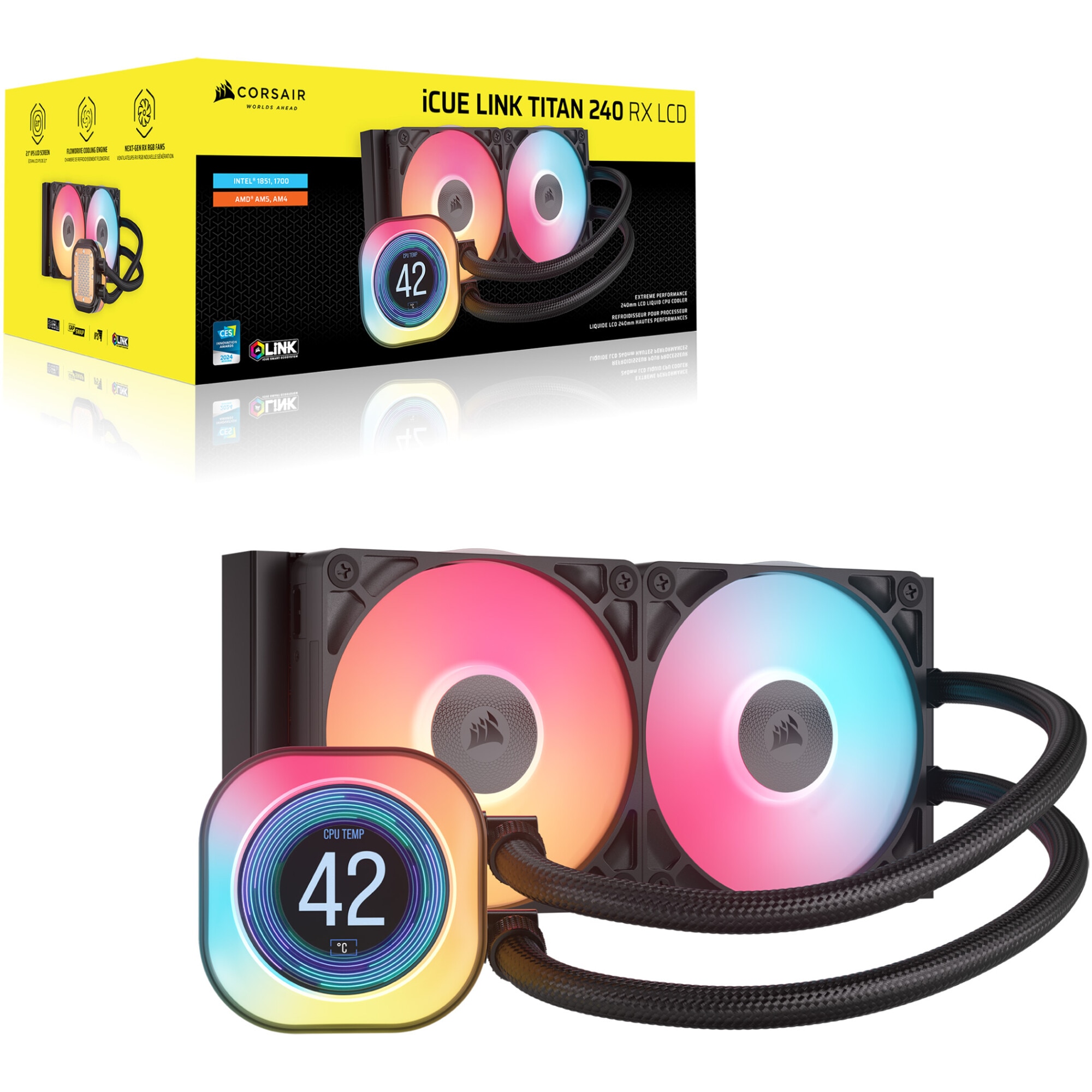 Cooler procesor Corsair iCUE LINK TITAN RX LCD AIO, 240mm, RGB