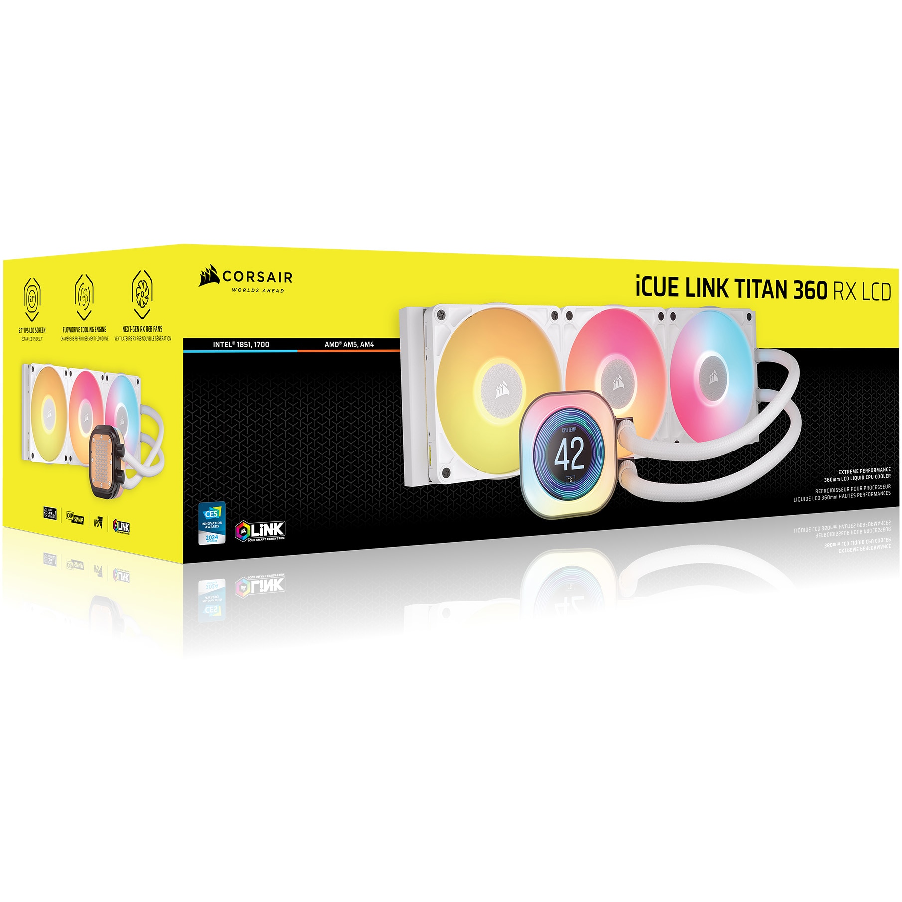 新品未開封Corsair iCUELINKTITAN360RXRGBLCD360 Cooler CPU Corsair iCUE LINK Titan 360 RX RGB Black - PC Garage