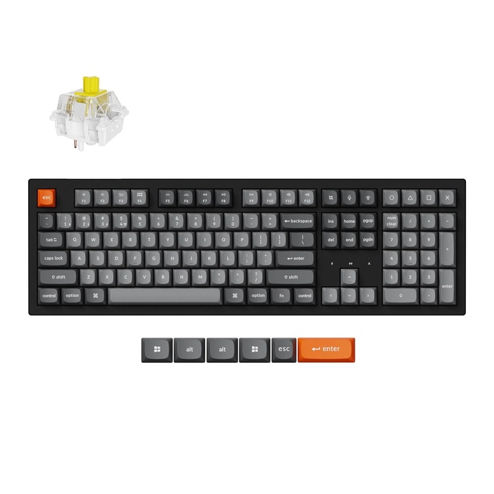 Безжична механична клавиатура Keychron K10 Max QMK, кабел, Bluetooth, 2.4 Ghz, RGB, Hot-Swap функция, Keychron Super Banana K10M-H4