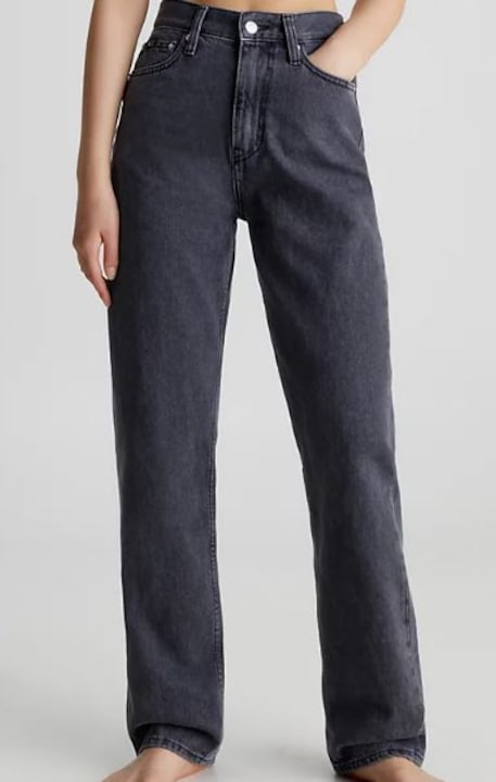 Pantaloni dama Calvin Klein Jeans, model High Rise Straight, gri
