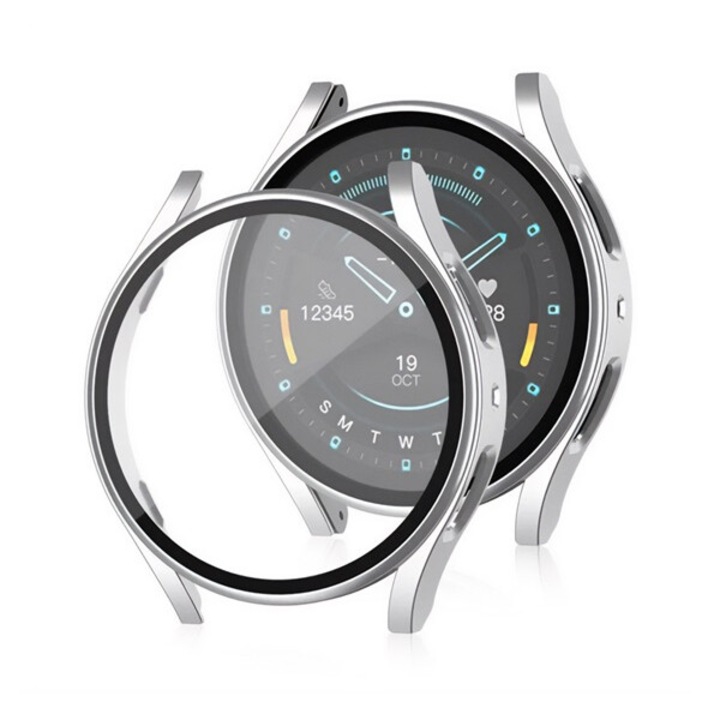 Gigapack műanyag keret, bumper, ütésállóság + kijelzővédő üveg, ezüst, kompatibilis: Samsung Galaxy Watch 7 eSIM 40mm, SM-L305, / Galaxy Watch 7 40mm, SM-L300