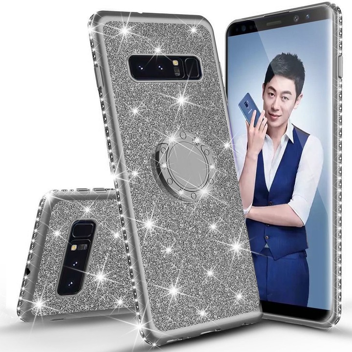 Etui pentru telefon, ERBORD, Bling, TPU, argintiu, pentru Samsung Galaxy S10+ Plus