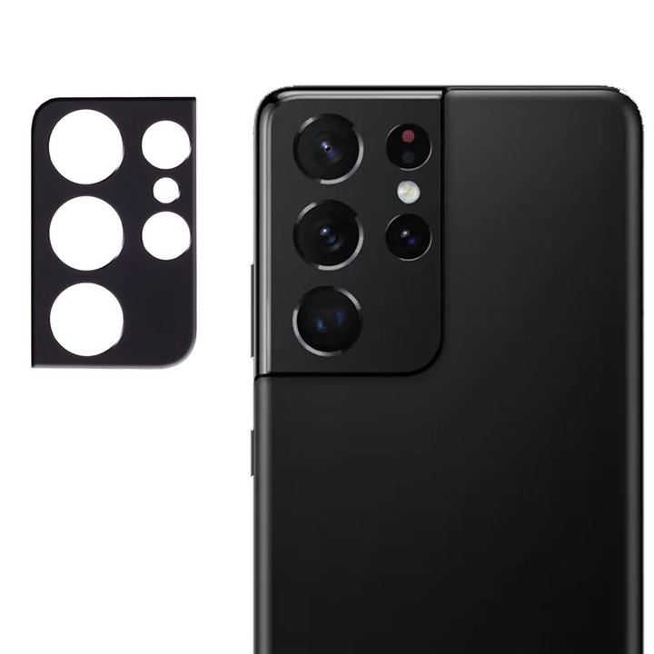 Folie protectie camera foto, XGSM, Compatibil cu Samsung Galaxy S21 Ultra, Inox, Negru