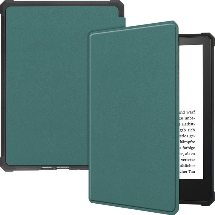 Etui pentru Kindle Paperwhite 5 2021, Smartcase, Butterfly, verde inchis, functie wake up/sleep
