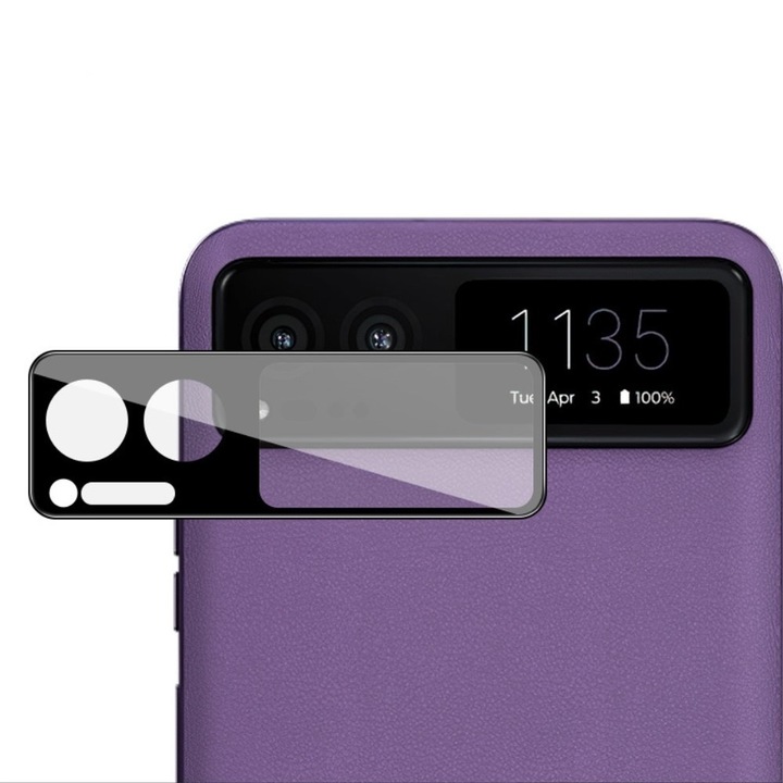Folie protectie pentru camera Motorola Razr 40 5G, IMAK, sticla securizata, 9H, negru/transparent