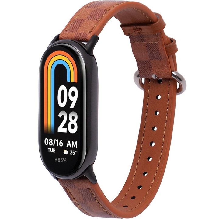 Curea din piele XGSM, pentru Xiaomi Smart Mi Band 8 / Xiaomi Smart Mi Band 9, maro