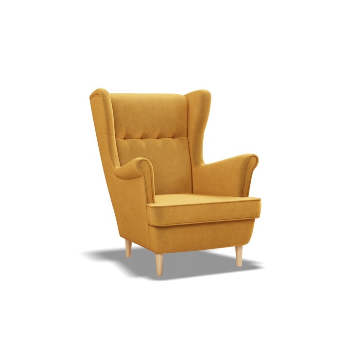 Mebligo fotel, 1 üléses, 2 karos, sárga, 81x95cm