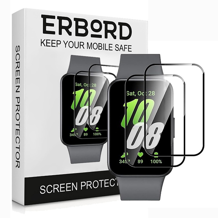 Set de 2 Folii de protectie ERBORD pentru Samsung Galaxy Fit 3, sticla hibrid, rezistenta ridicata, transparenta excelenta