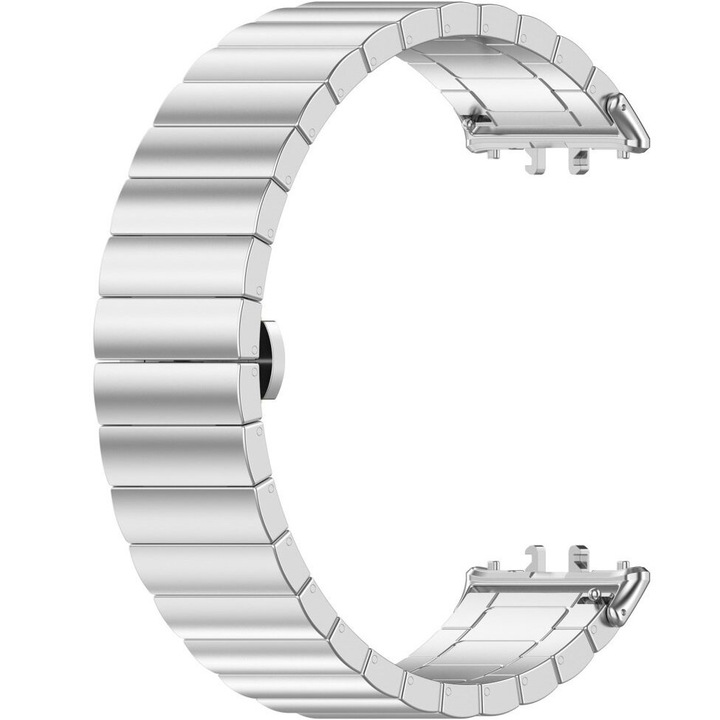 Curea pentru bratara fitness, XGSM, Compatibil cu Samsung Galaxy Fit 3, Inox, Ajustabil, Argintiu