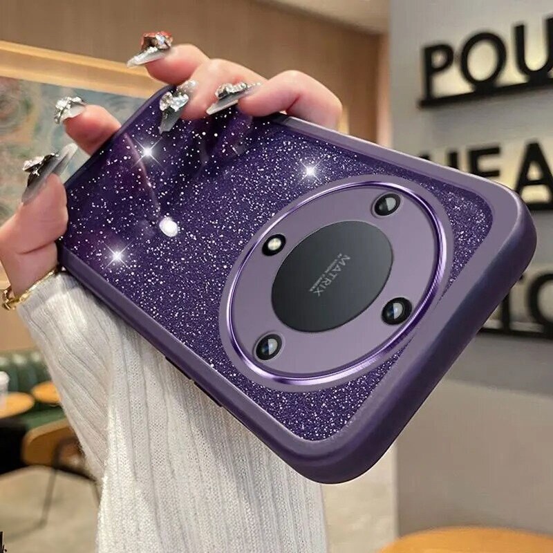 Etui telefon ERBORD pentru Honor Magic 6 Lite 5G, Glittery Powder, violet, 1 buc