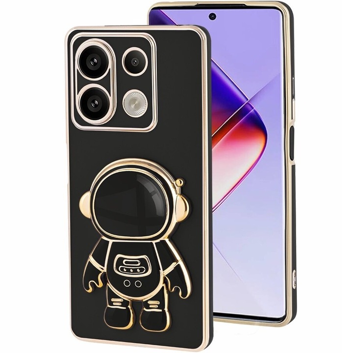 Husa telefon Infinix Note 40 Pro, design astronaut, TPU, neagra, set 1 buc.