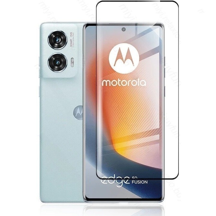 Sticla Temperata 3D pentru Motorola Edge 50 Fusion 5G, neagra, 0,3mm, 9H, set cu servetele de curatare