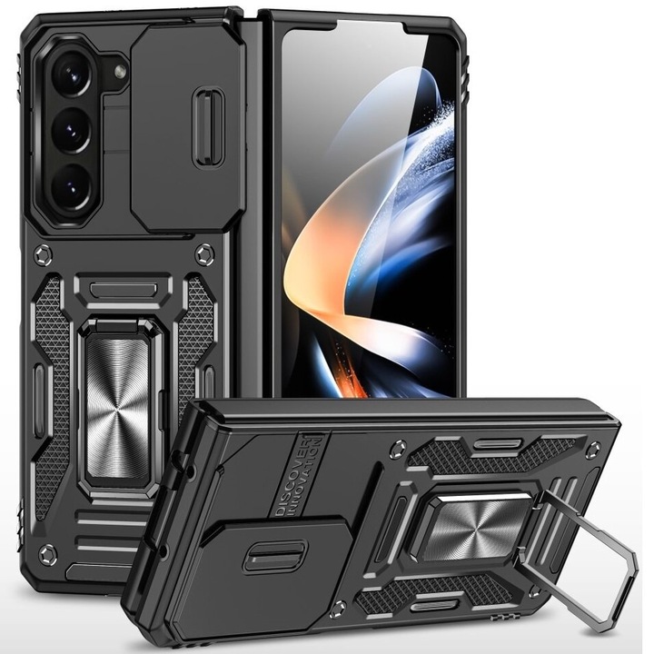 Husa blindata pentru Samsung Galaxy Z Fold6 5G, CamShield Slide, XGSM, neagra